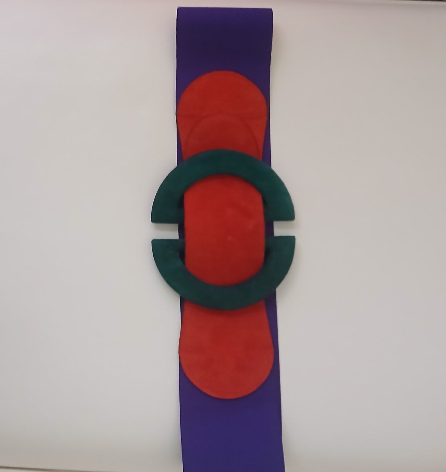 Orange, Green, & Purple Suede Elastic Wide Belt