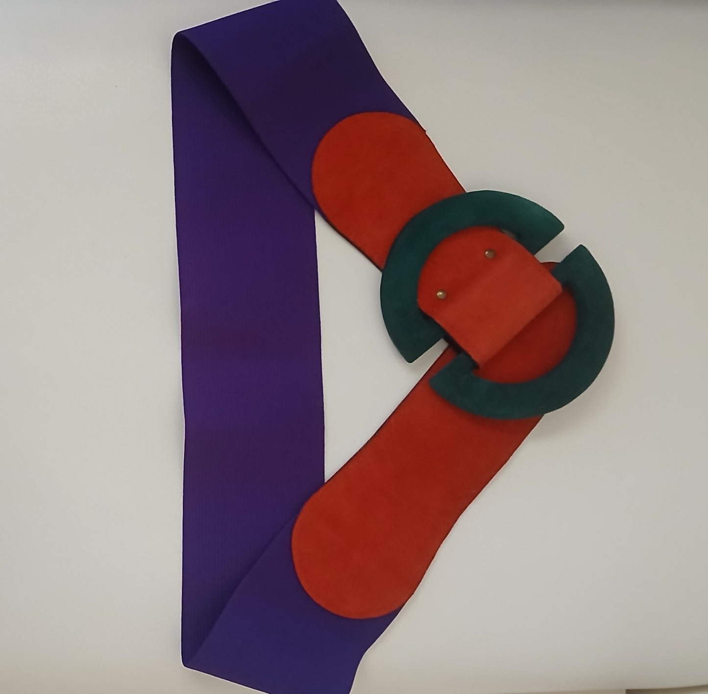 Orange, Green, & Purple Suede Elastic Wide Belt