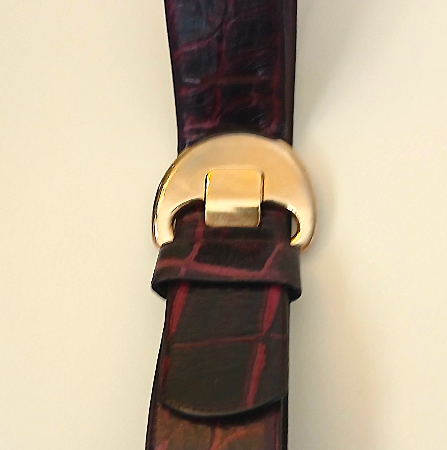 Gold Buckle Plum Genuine Leather Belt