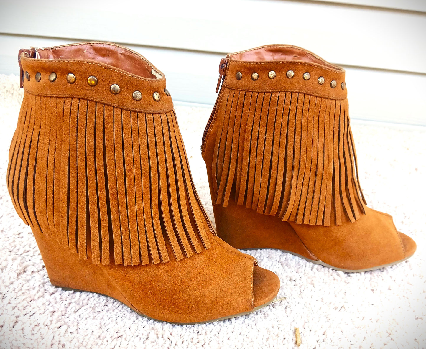 Ankle Fridge Suede Peep Toe Booties