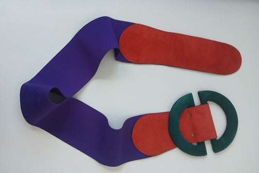 Orange, Green, & Purple Suede Elastic Wide Belt