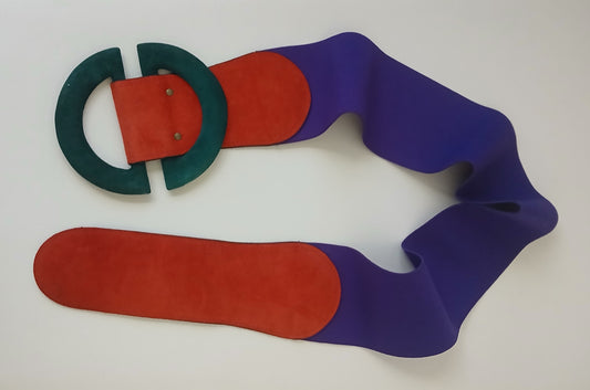 Orange, Green, & Purple Suede Elastic Wide Belt