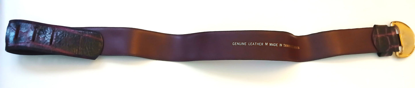 Gold Buckle Plum Genuine Leather Belt