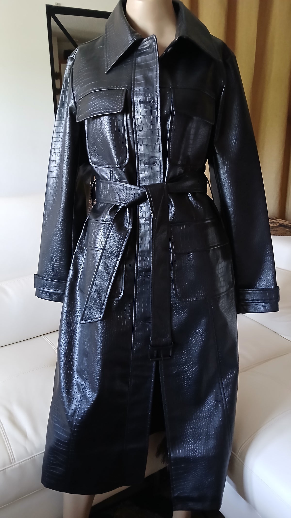 Jason Wu Faux-Leather Black Trench Coat