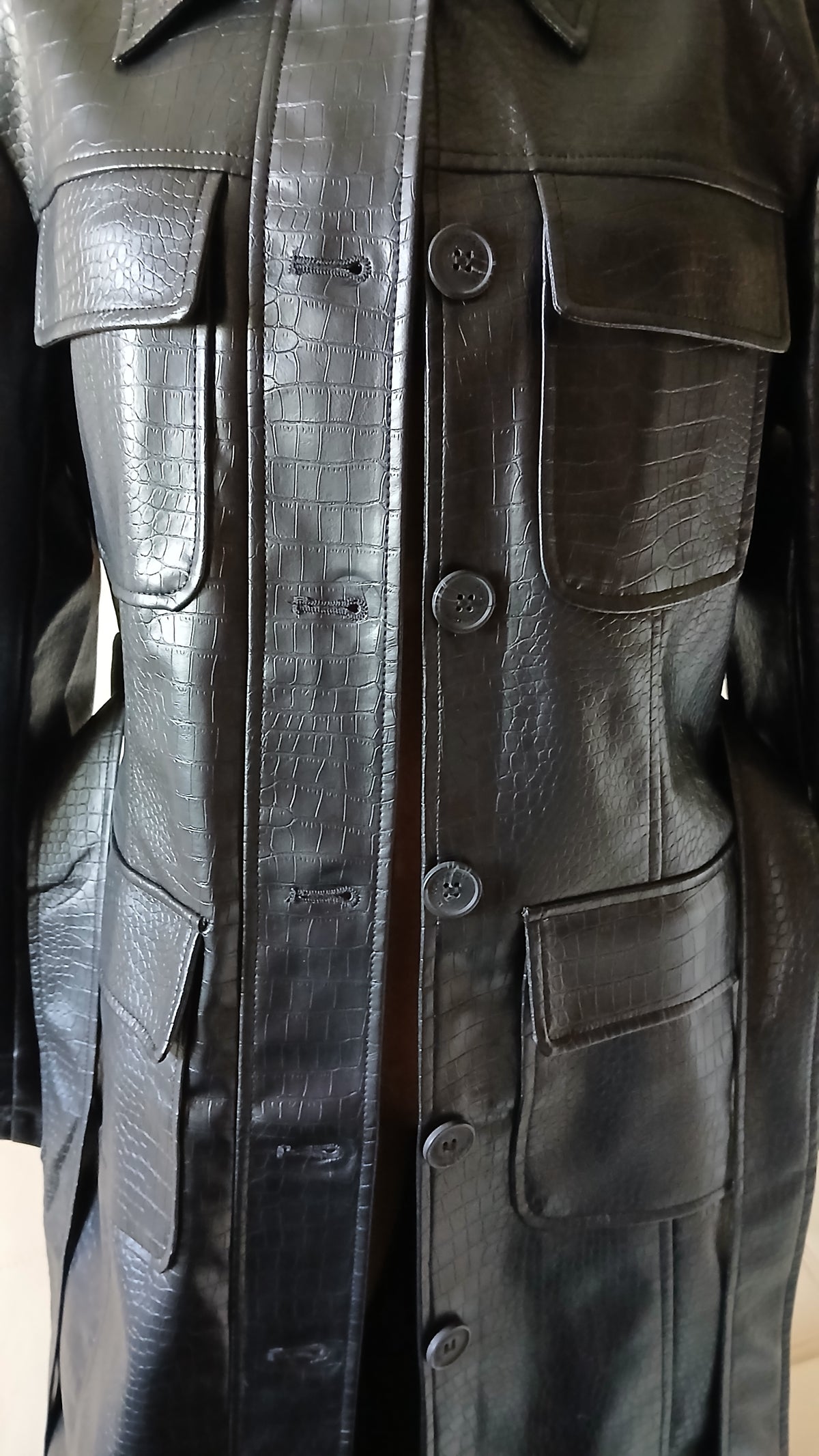 Jason Wu Faux-Leather Black Trench Coat