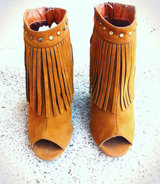 Ankle Fridge Suede Peep Toe Booties