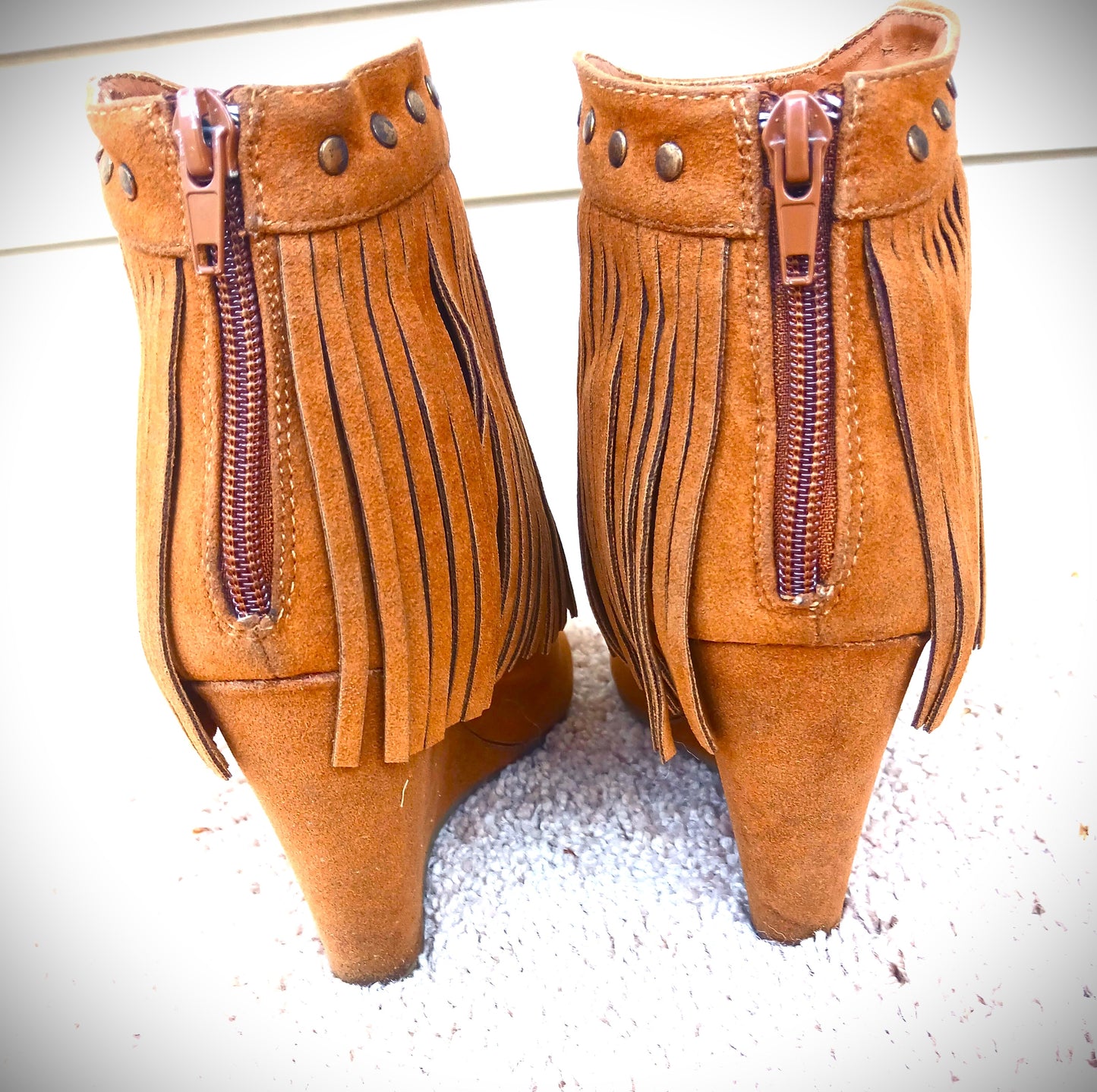 Ankle Fridge Suede Peep Toe Booties