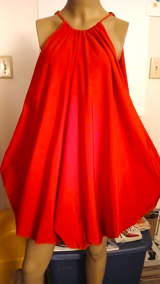 Zara Sleeveless Bubble-Hem Red Dress